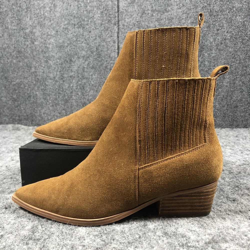 Marc Fisher LTD Chelsea Ankle Boots Womens 7.5 M Brown Suede Block Heel - Picture 3 of 16